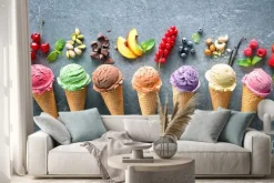 Naklejka: Kolorowe owocowe lody