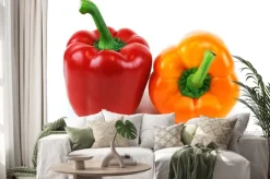 Naklejka: Kolorowe papryki na białym tle