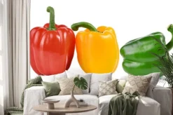 Naklejka: Kolorowe papryki na białym tle