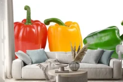 Naklejka: Kolorowe papryki na białym tle