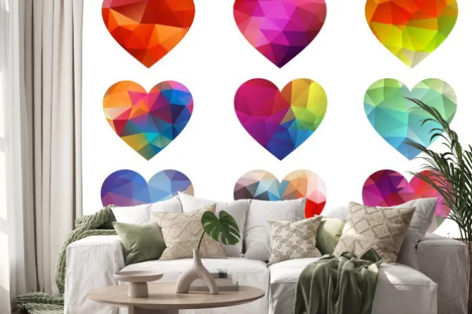 Naklejka: Kolorowe serca z geometryczny wzór, wektor