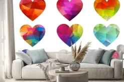 Naklejka: Kolorowe serca z geometryczny wzór, wektor