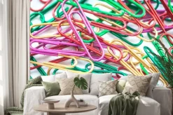 Naklejka: Kolorowe spinacze jako teksturę tła.