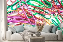 Naklejka: Kolorowe spinacze jako teksturę tła.