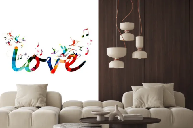 Naklejka: Kolorowe tło wektor z kolibry miłość