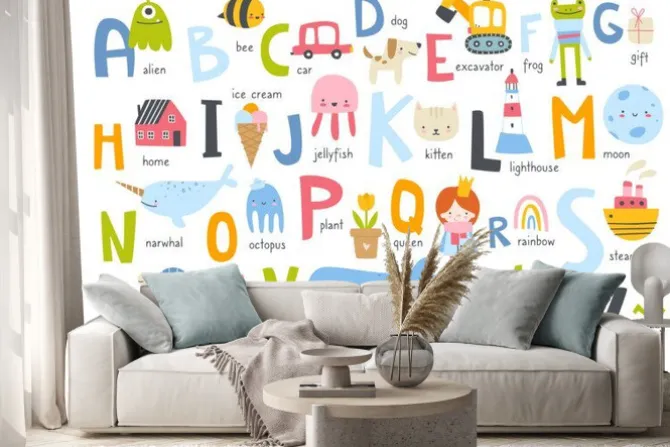Naklejka: Kolorowy alfabet dla dzieci