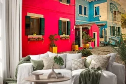 Naklejka: Kolorowy budynek mieszkalny w burano, włochy 1