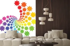 Naklejka: Kolorowy spiralny wzór z gwiazdek