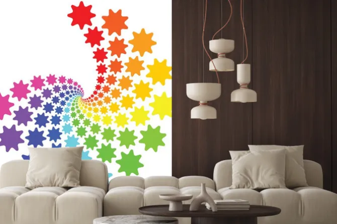 Naklejka: Kolorowy spiralny wzór z gwiazdek