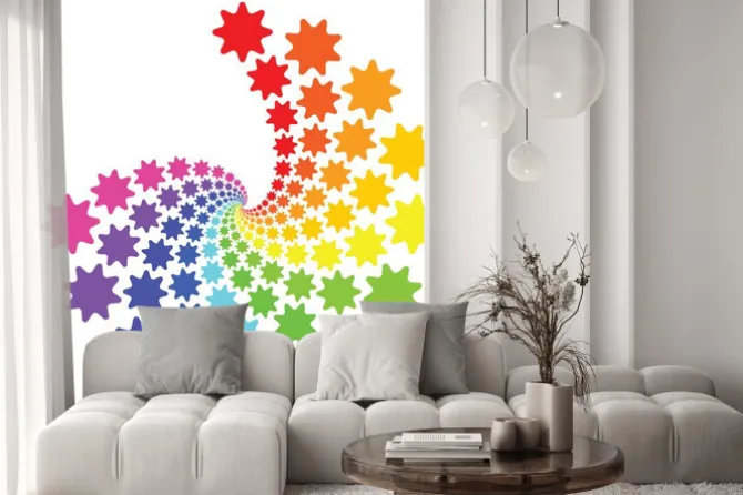 Naklejka: Kolorowy spiralny wzór z gwiazdek