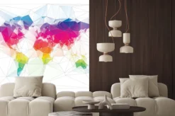 Naklejka: Kolorowy wzór trójkąta mapie świata