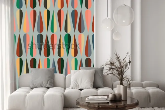 Naklejka: Kolorowy wzór z kroplami w stylu retro