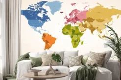 Naklejka: Kolory zabytkowe polityczna mapa świata wektor