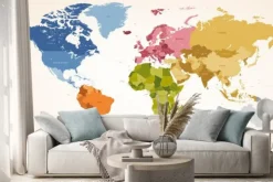 Naklejka: Kolory zabytkowe polityczna mapa świata wektor