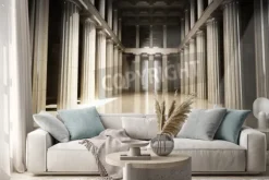 Naklejka: Kolumna wnętrze pusty pokój, prawo lub rząd, tło, pojęcie, model