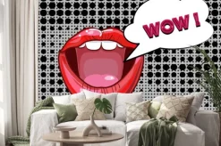 Naklejka: Komiksowe usta z napisem