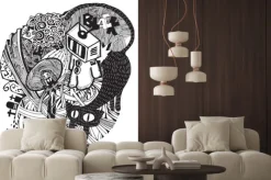 Naklejka: Komiksowy wzór w czerni i bieli