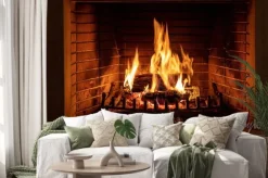 Naklejka: Kominek z płonącym ogniem