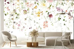 Naklejka: Kompozycja kwiatowa z wiszących ogrodowych kwiatów