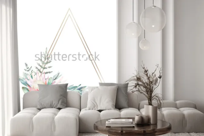 Naklejka: Kompozycja kwiatowa z trójkątną ramą