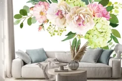 Naklejka: Kompozycja kwiatowa w odcieniach różu i bieli