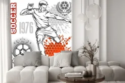 Naklejka: Kompozycja z piłkarzem i napisami