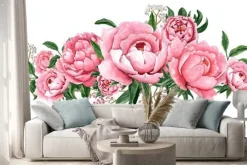 Naklejka: Kompozycja z różowych piwonii