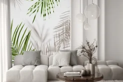 Naklejka: Kompozycja z tropikalnych liści i cieni