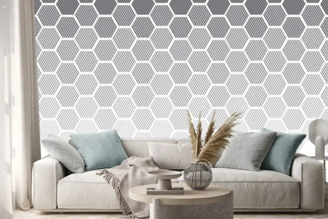 Naklejka: Koncepcja geometrii z linii. geometryczne degradować gradient