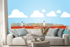 Naklejka: Kontenerowiec ładowane z ładunkiem