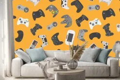 Naklejka: Kontroler gier wideo gamepad tło gadżety szwu