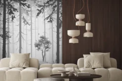 Naklejka: Kontury lasu w szarościach grafika komputerowa