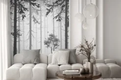 Naklejka: Kontury lasu w szarościach grafika komputerowa