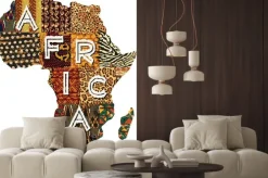 Naklejka: Kontynent afrykański z etnicznymi wzorami