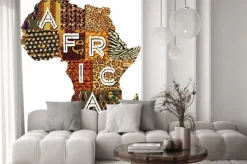 Naklejka: Kontynent afrykański z etnicznymi wzorami