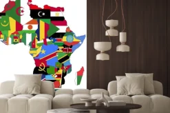 Naklejka: Kontynent afrykański z flagami