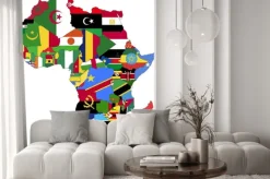 Naklejka: Kontynent afrykański z flagami