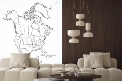 Naklejka: Kontynent północnoamerykański z konturami krajów. rysunek wektor