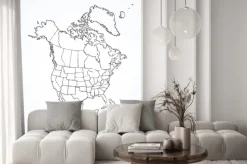 Naklejka: Kontynent północnoamerykański z konturami krajów. rysunek wektor