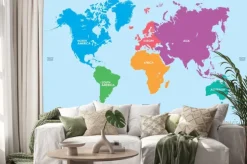 Naklejka: Kontynenty w różnych kolorach