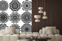 Naklejka: Koło koronki ornament, okrągłe ozdobne serwetka wzór geometryczny,