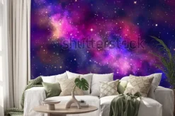 Naklejka: Kosmiczna mgławica w różowo-fioletowych barwach