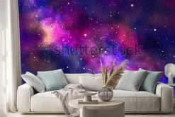 Naklejka: Kosmiczna mgławica w różowo-fioletowych barwach