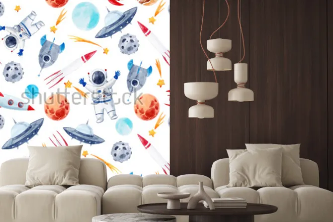 Naklejka: Kosmiczne motywy na białym tle