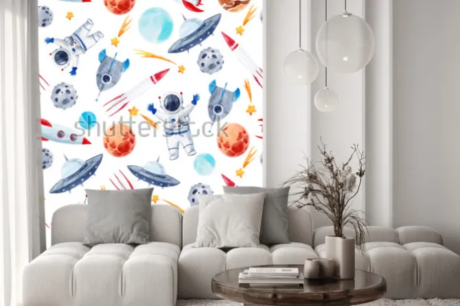 Naklejka: Kosmiczne motywy na białym tle