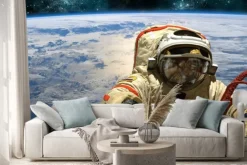 Naklejka: Kosmonauta unosi się w przestrzeni. - elementy tego zdjęcia dostarczone