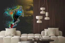 Naklejka: Koszykarz dryblingu piłkę