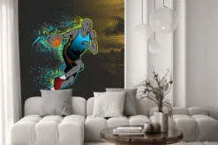 Naklejka: Koszykarz dryblingu piłkę