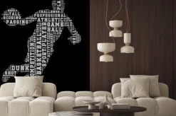 Naklejka: Koszykarz word cloud, koszykówka typografii tle