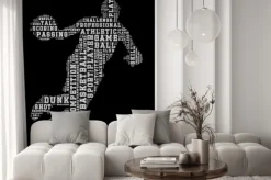 Naklejka: Koszykarz word cloud, koszykówka typografii tle